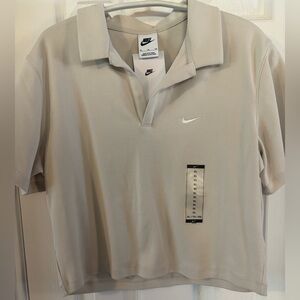 Nike Women’s Beige cropped Polo Shirt NWT!
